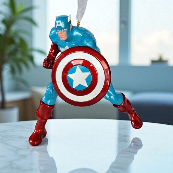 2020 Hallmark Marvel Comics Captain America Premium Metal Ornament IOB w/Price - Picture 7 of 10